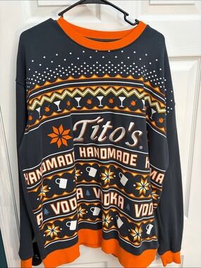 Tito's Handmade Black and Orange Crewneck Sweater